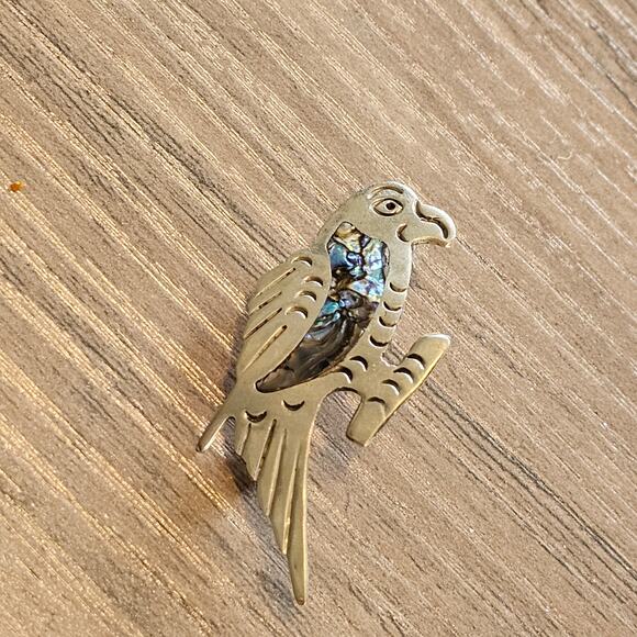 Alpaca Silver and Abalone Parrot Bird Brooch - Picture 6 of 6